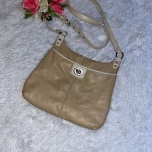 Coach leather cream and tan crossbody bag